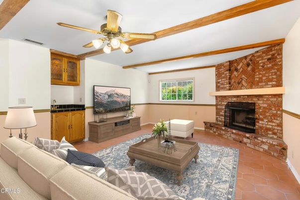 Fireplace, Interior, Living room, Stone Walls, Wooden Beams