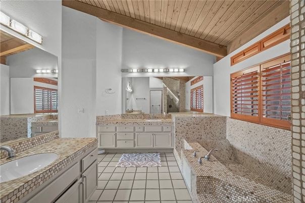 Bathroom, Dual Sink Vanities, Interior, Wooden Beams, Wooden Ceilings