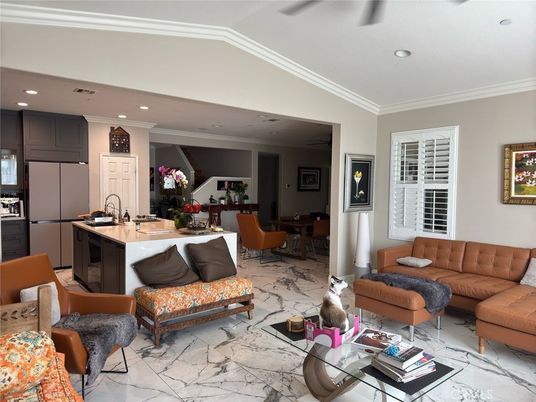 Dining room, Interior, Kitchen, Living room, Marble, Recessed Lighting