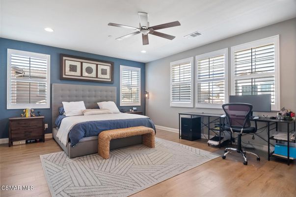 Bedroom, Home Office, Interior, Recessed Lighting, Wood Texture Flooring