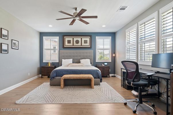 Bedroom, Home Office, Interior, Recessed Lighting, Wood Texture Flooring