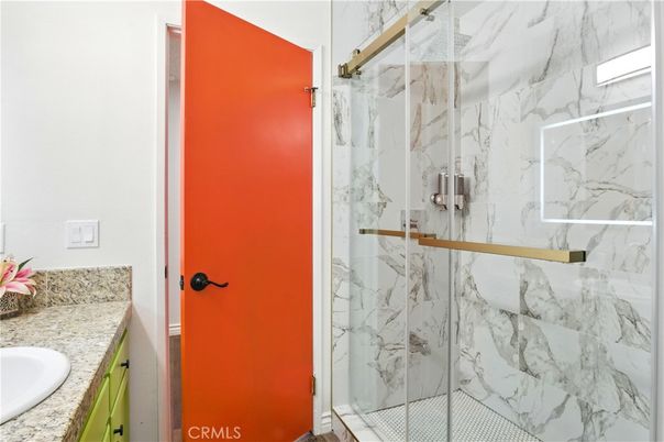 Bathroom, Glass Shower, Interior, Marble Walls