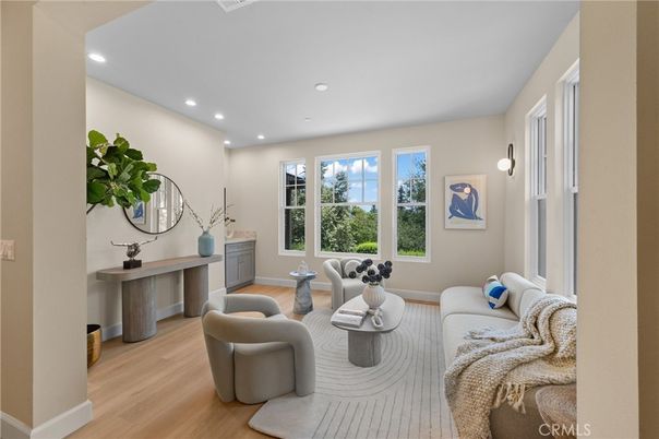 Interior, Living room, Recessed Lighting, Wood Texture Flooring