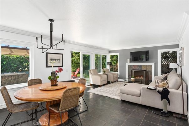 Dining room, Fireplace, Interior, Living room, Pendant Lights
