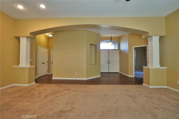 Empty room, Interior, Pendant Lights, Recessed Lighting, Wood Texture Flooring