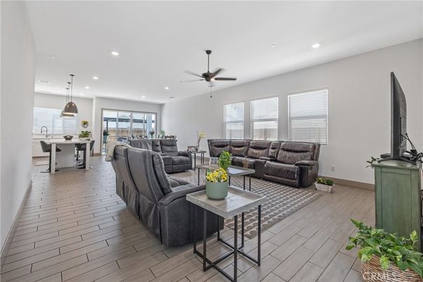 Dining room, Interior, Kitchen, Living room, Pendant Lights, Recessed Lighting, Wood Texture Flooring
