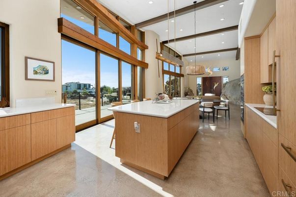 Chandelier, Dining room, Interior, Pendant Lights, Recessed Lighting, Water, Wooden Beams