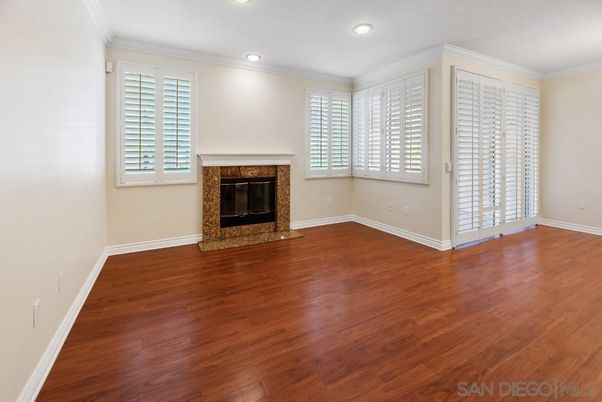 Empty room, Fireplace, Interior, Recessed Lighting, Wood Texture Flooring