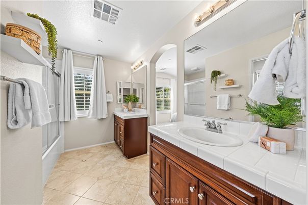 Bathroom, Dual Sink Vanities, Interior, Tile Countertops