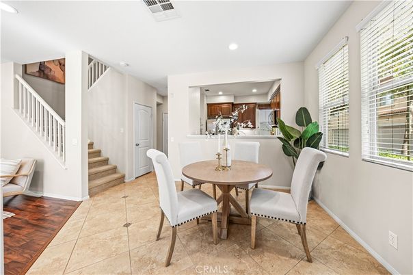 Dining room, Interior, Kitchen, Recessed Lighting, Wood Texture Flooring