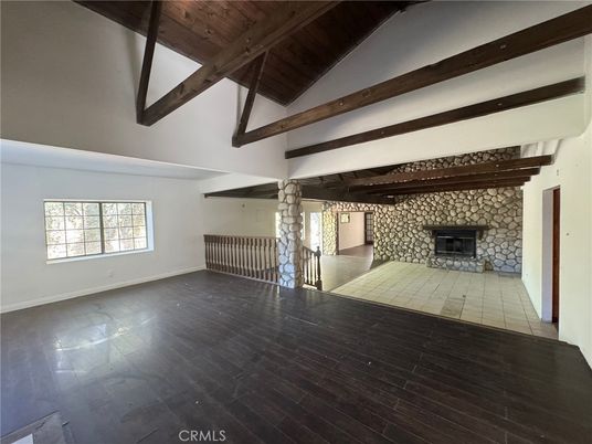 Empty room, Fireplace, Interior, Wooden Beams, Wooden Ceilings, Wood Texture Flooring