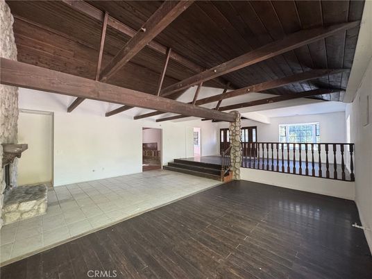 Empty room, Fireplace, Interior, Wooden Beams, Wooden Ceilings, Wood Texture Flooring