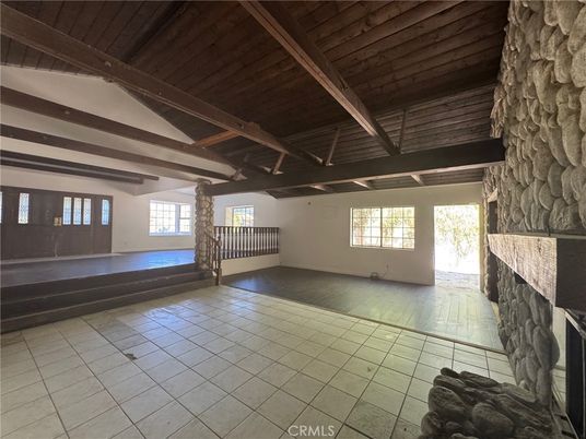 Empty room, Fireplace, Interior, Wooden Beams, Wooden Ceilings