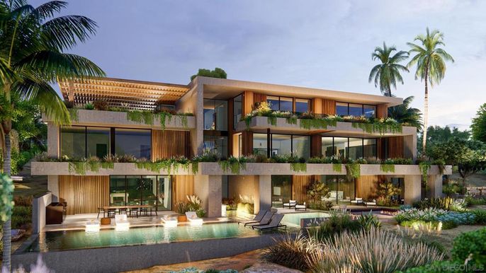Exterior, Facade, Pool, Modern