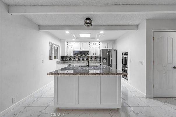 Interior, Kitchen, Marble, Recessed Lighting, Stainless Steel Appliances