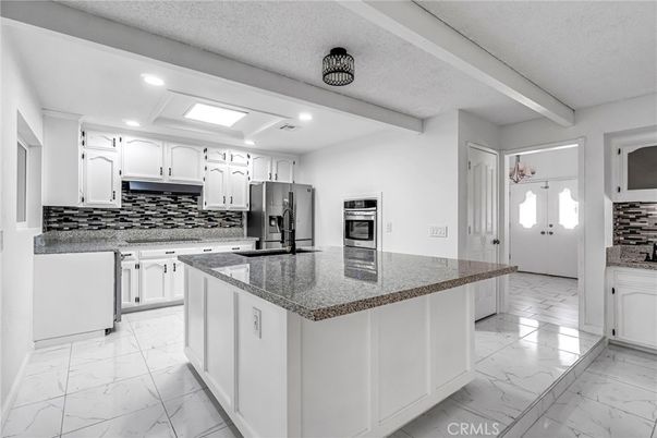 Interior, Kitchen, Marble, Recessed Lighting, Stainless Steel Appliances