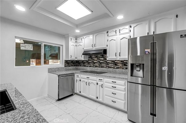 Interior, Kitchen, Marble, Recessed Lighting, Stainless Steel Appliances