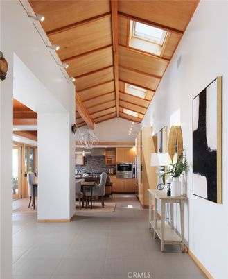 Dining room, Interior, Kitchen, Pendant Lights, Recessed Lighting, Stainless Steel Appliances, Wooden Beams, Wooden Ceilings