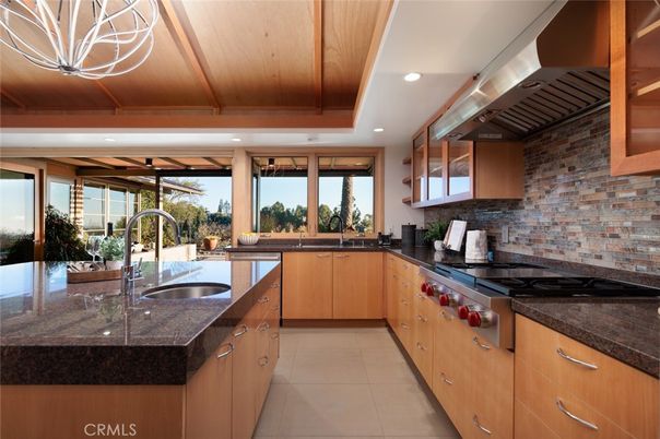 Interior, Kitchen, Recessed Lighting, Stainless Steel Appliances, Stone Walls