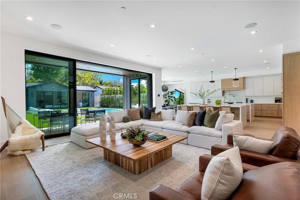 Interior, Kitchen, Living room, Pendant Lights, Recessed Lighting, Wood Texture Flooring