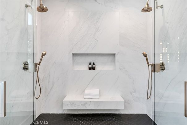 Bathroom, Glass Shower, Interior, Marble Walls