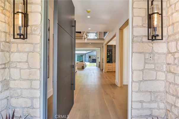 Interior, Recessed Lighting, Stone Walls, Wood Texture Flooring