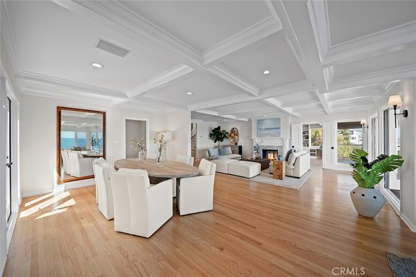 Fireplace, Interior, Living room, Recessed Lighting, Water, Wood Texture Flooring