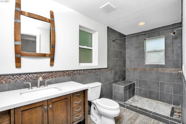 Bathroom, Interior, Recessed Lighting, Wood Texture Flooring