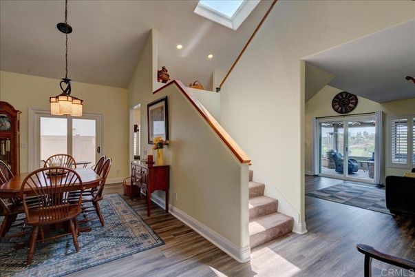 Dining room, Interior, Pendant Lights, Recessed Lighting, Wood Texture Flooring