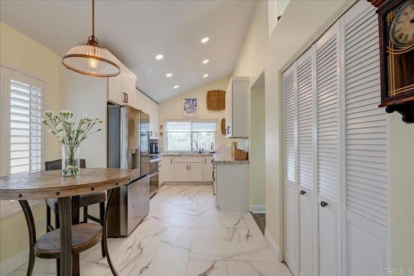 Interior, Kitchen, Marble, Pendant Lights, Recessed Lighting, Stainless Steel Appliances