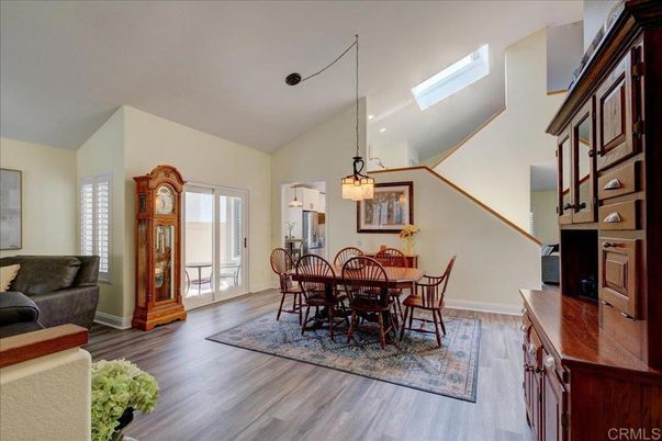 Dining room, Interior, Pendant Lights, Recessed Lighting, Wood Texture Flooring
