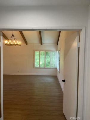 Chandelier, Empty room, Interior, Wooden Beams, Wood Texture Flooring