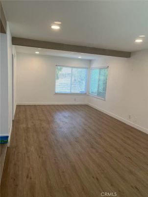 Empty room, Interior, Recessed Lighting, Wooden Beams, Wood Texture Flooring