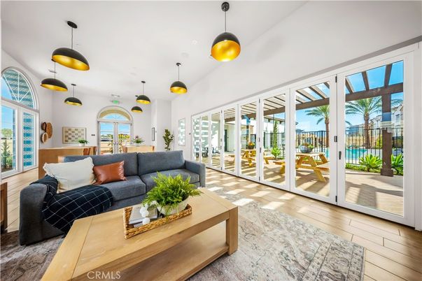 Interior, Living room, Pendant Lights, Wood Texture Flooring