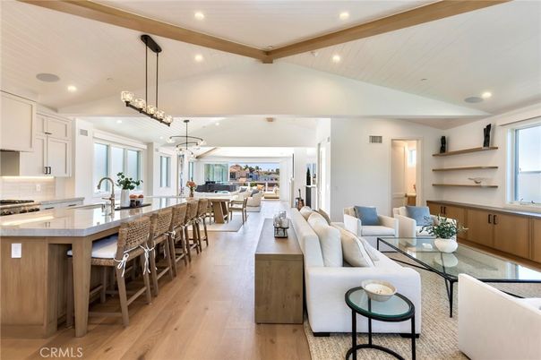 Dining room, Interior, Kitchen, Living room, Pendant Lights, Recessed Lighting, Wooden Beams, Wood Texture Flooring