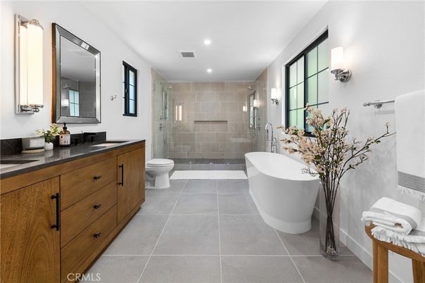 Bathroom, Dual Sink Vanities, Free Standing Baths, Glass Shower, Interior, Recessed Lighting