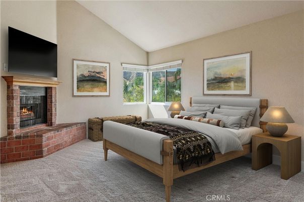 Bedroom, Fireplace, Interior