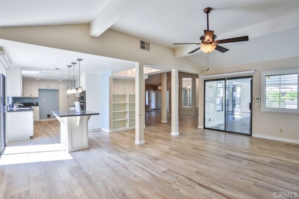 Interior, Kitchen, Pendant Lights, Recessed Lighting, Wood Texture Flooring
