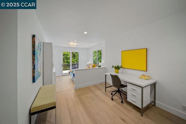 Home Office, Interior, Recessed Lighting, Wood Texture Flooring
