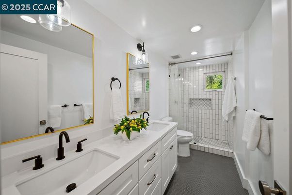 Bathroom, Dual Sink Vanities, Glass Shower, Interior, Recessed Lighting