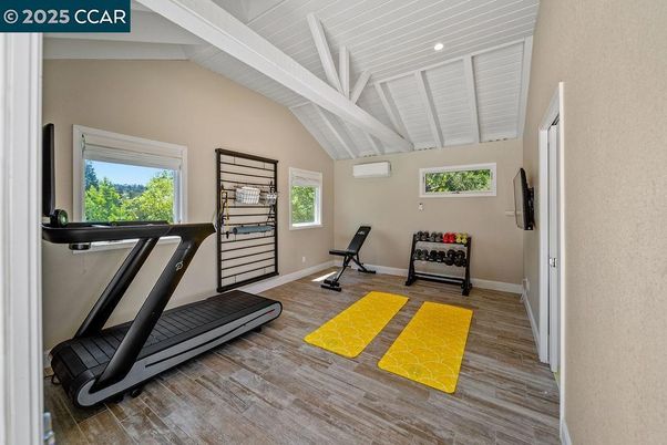 Fitness Equipment, Interior, Recessed Lighting, Wood Texture Flooring
