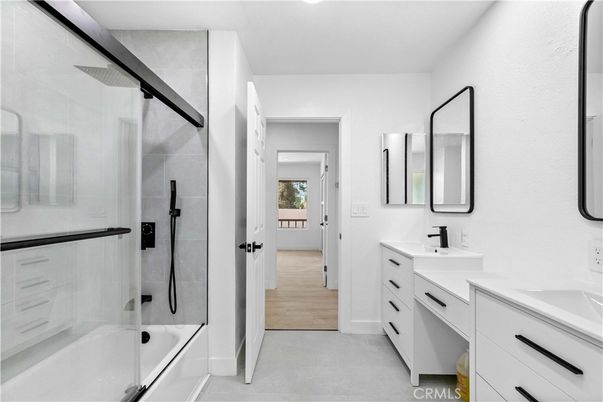 Bathroom, Dual Sink Vanities, Glass Shower, Interior