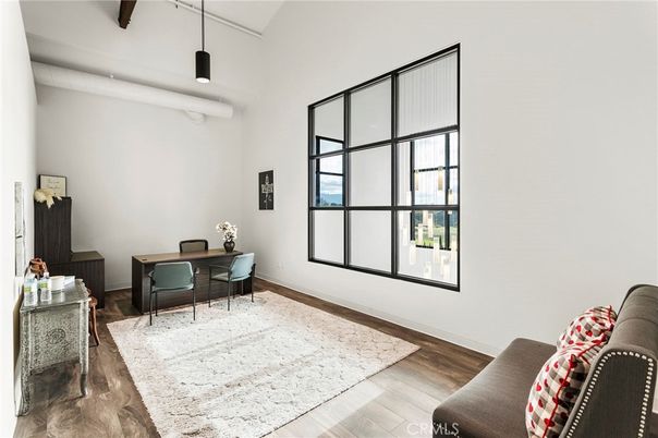 Home Office, Interior, Pendant Lights, Wood Texture Flooring