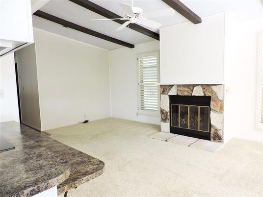Empty room, Fireplace, Interior, Wooden Beams