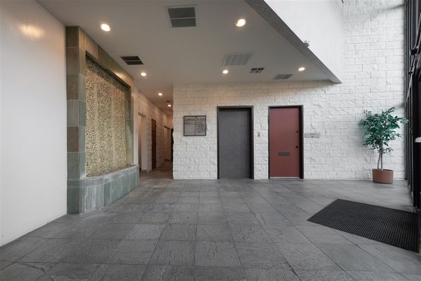 Elevator, Interior, Recessed Lighting, Stone Walls