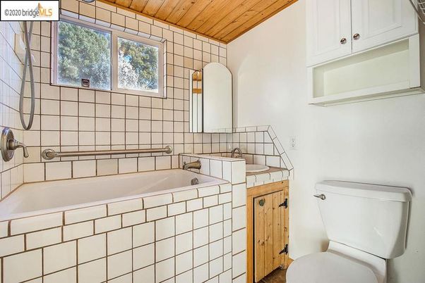 Bathroom, Interior, Tile Countertops, Wooden Ceilings