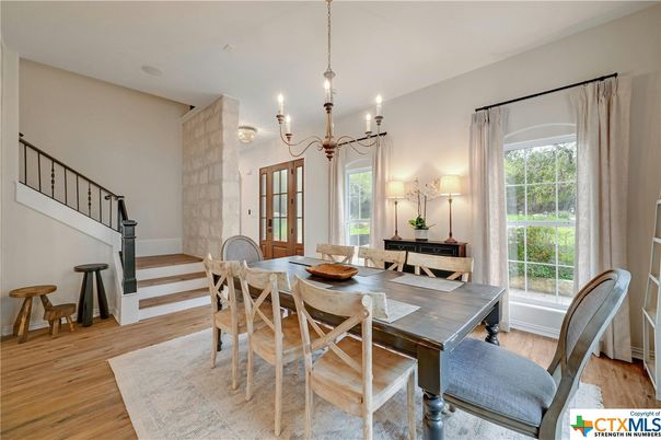 Chandelier, Dining room, Interior, Wood Texture Flooring