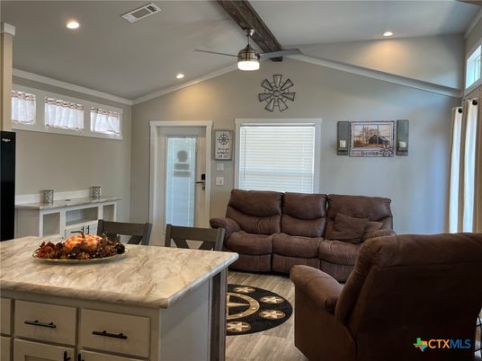 Interior, Kitchen, Living room, Recessed Lighting, Wood Texture Flooring