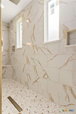 Bathroom, Interior, Marble Walls, Recessed Lighting