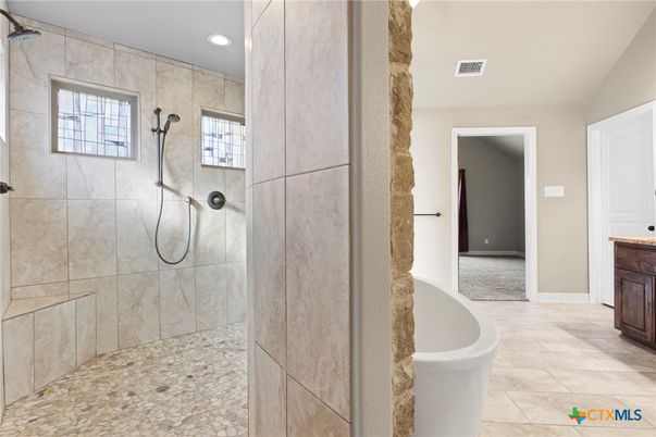 Bathroom, Glass Shower, Interior, Recessed Lighting